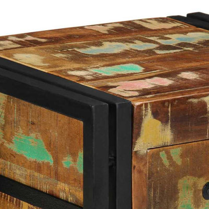 2pcs Modern Farmhouse Bedside Table with Storage - Sturdy Recycled Solid Wood Nightstand, 40x35x50cm, & Brown Distressed Finish, Space-Saving Design for Bedroom