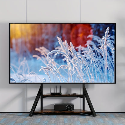 TV Meubel – TV Kast – TV Standaard – TV Dressoir – TV Plank – Industrieel Design – Verstelbare Hoogte 122-145 cm – Max Belastbaarheid 80 kg