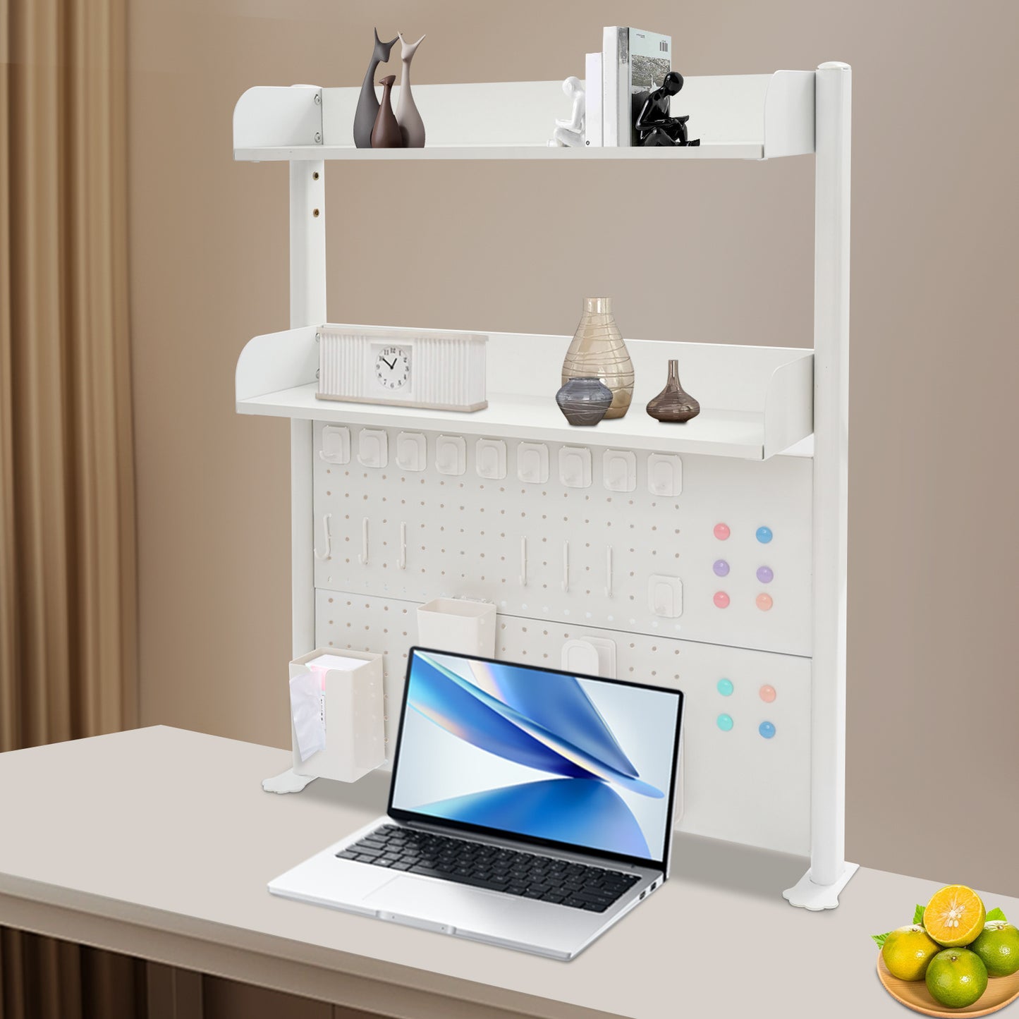 Bureau Organizer – Bureaurek – Boekenkast – Bureau Organizer Plank – Klem Bureau Organizer – Wit – Verstelbare Planken – Sterk Staal & MDF