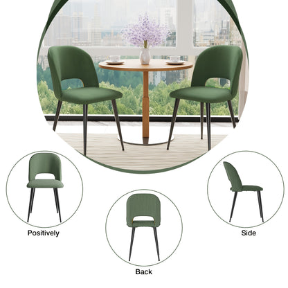 Eetkamerstoelen – Keukenstoelen – Eettafelstoelen – Stoelen – Kuipstoelen – Gestreepte Katoenen Bekleding – Stevige Metalen Poten – Set Van 4 – Groen
