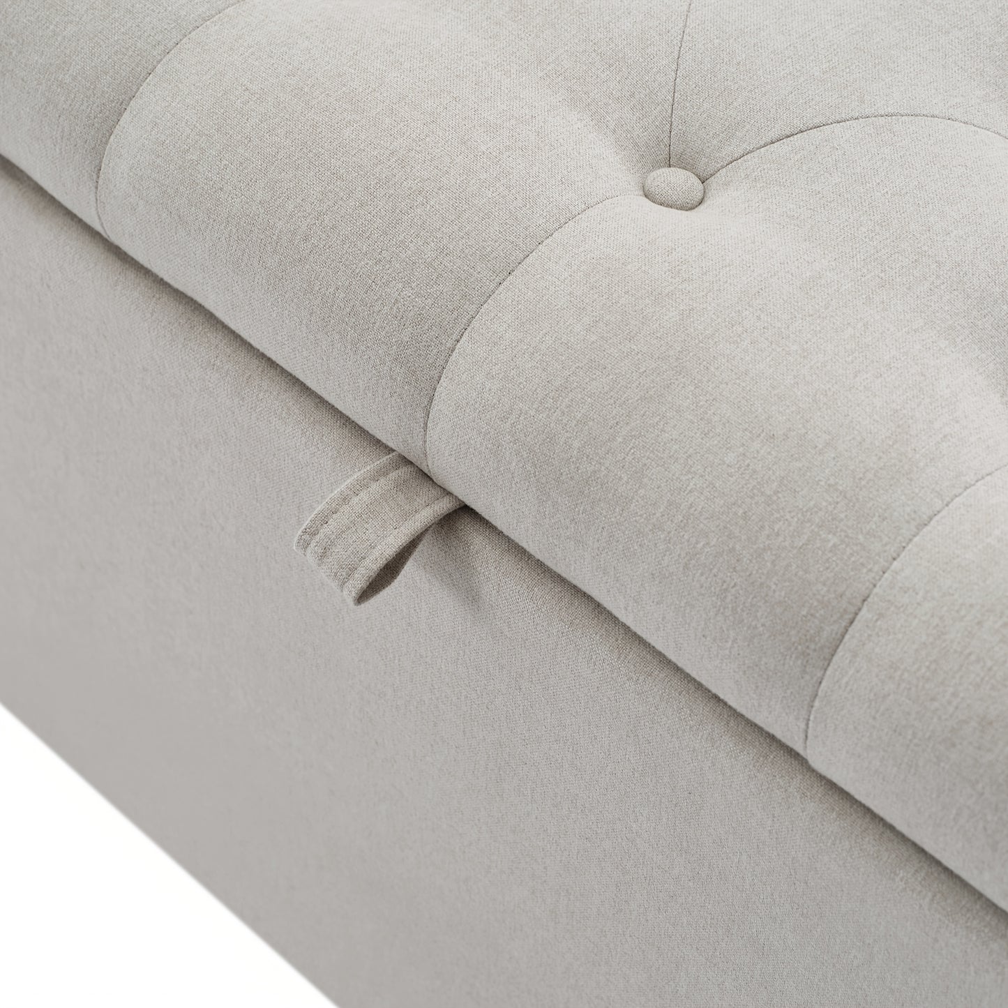 Opbergbank – Opbergbank – Zitbank – Opbergmeubel – Linnen Bank – Soft Cushion Bench – Lichtgrijs Linnen – Metalen Scharnieren – 141x41,5x47 cm – Multifunctioneel Compact