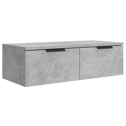 Wandkast – Opbergkast – Vakkenkast – Boekenkast – Dressoir – Set van 2 – Betongrijs – Fineerhout – 68x30x20 cm – Eenvoudige Wandmontage