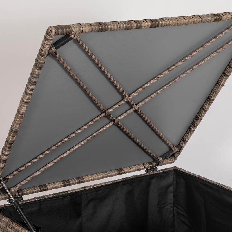 Opbergbox – Opbergkist – Opbergkrat – Opbergcontainer – Grote Zwarte Polyrattan Opbergbox – Stevig Metalen Frame – Opvouwbaar Ontwerp