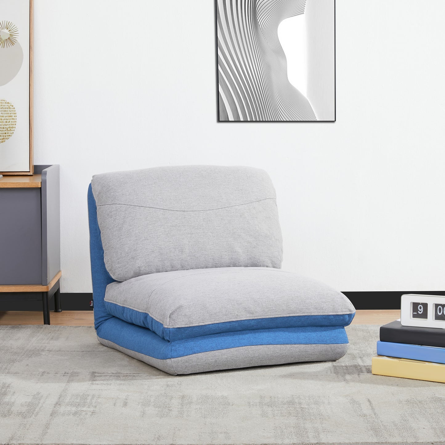 Klapstoel – Vouwstoel – Fauteuil – Slaapstoel – Relaxstoel – Verstelbare Rugleuning 5 Standen – Polyester Linnenlook Blauwgrijs
