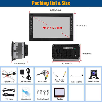Autoradio Android 15 – Multimedia Systeem – Auto Audio – GPS Navigatie – Touchscreen Radio – 7 Inch HD Scherm – 4G+64G Geheugen – Draadloze CarPlay & Achteruitrijcamera