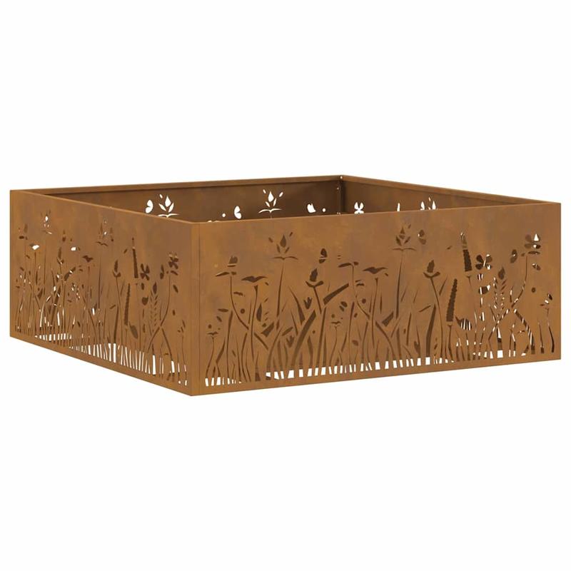 Buitenhaard – Vuurschaal – Terrashaard – Tuinhaard – Vuurkorf – RVS Staal – 80x80x30 cm – Poedercoating – Bruin