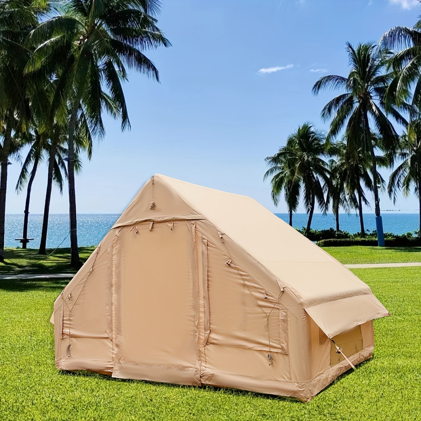 Opblaastent – Opblaasbare Tent – Familietent – Glamping Tent – XXL Koepeltent – Ruim Voor 8 Personen – Inclusief Stove Jacks
