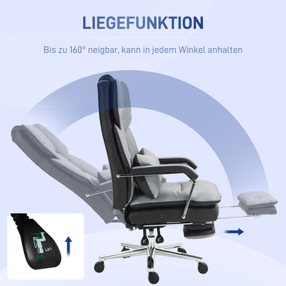 Bureaustoel – Ergonomische Stoel – Office Chair – Kantoorstoel – Computerstoel – Verstelbare Hoogte 123-129 cm – Lichtgrijze Stof Met Zwarte Details
