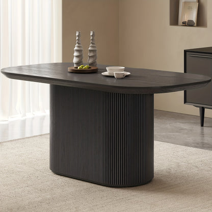 Eettafel – Tafel – Keukentafel – Eetkamertafel – Ovale Tafel – Donkergrijs – Ruimtebesparend – Voor 4-8 Personen – Hardhout & Kunstboard – 220 cm
