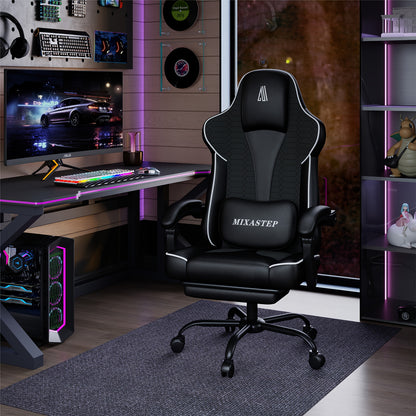 Gaming stoel – Gaming chair – Bureaustoel – Computestoel – Gamerstoel – Wit – Ergonomisch Design – 360 Graden Draaibaar
