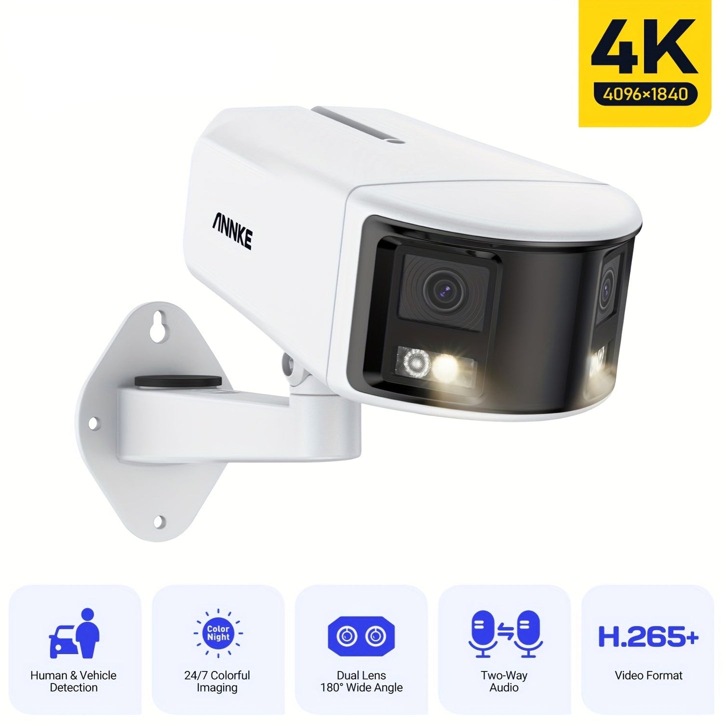 Beveiligingscamera – IP Camera – Surveillance Camera – Turret Camera – Outdoor Camera – 4K 8MP Dual-Lens 180° Ultra Breed – Volle-Kleur Nachtzicht & Tweeweg Audio