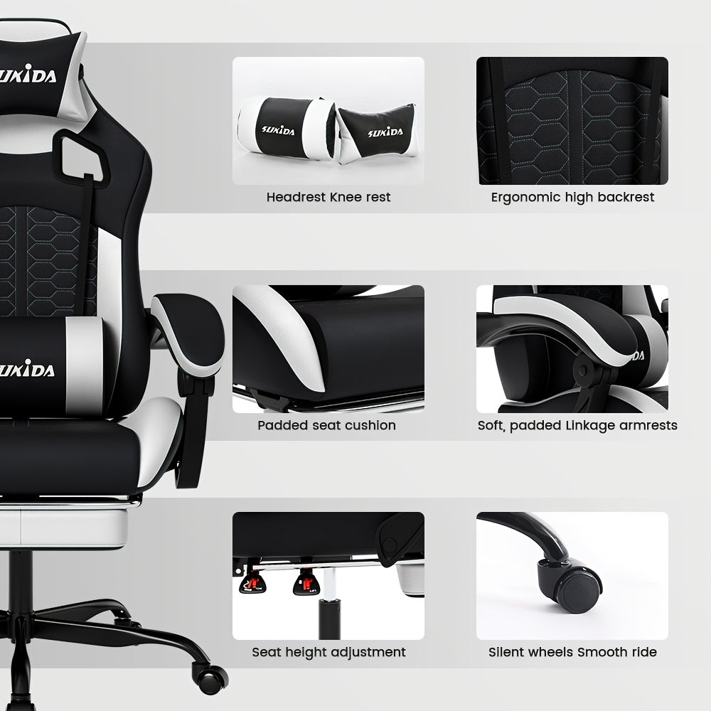 Gamingstoel – Gamestoel – Gaming Chair – Game Stoel – Bureaustoel – Ergonomisch Ontwerp – Verstelbare Voetsteun