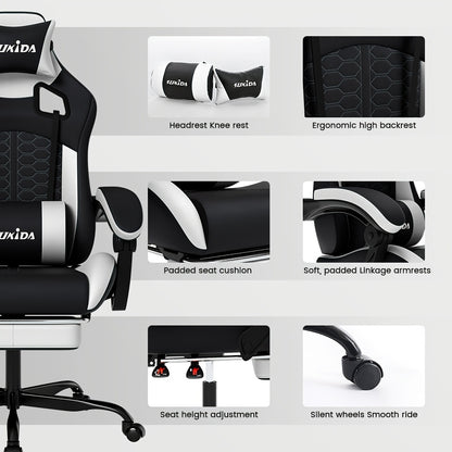 Gamingstoel – Gamestoel – Gaming Chair – Game Stoel – Bureaustoel – Ergonomisch Ontwerp – Verstelbare Voetsteun