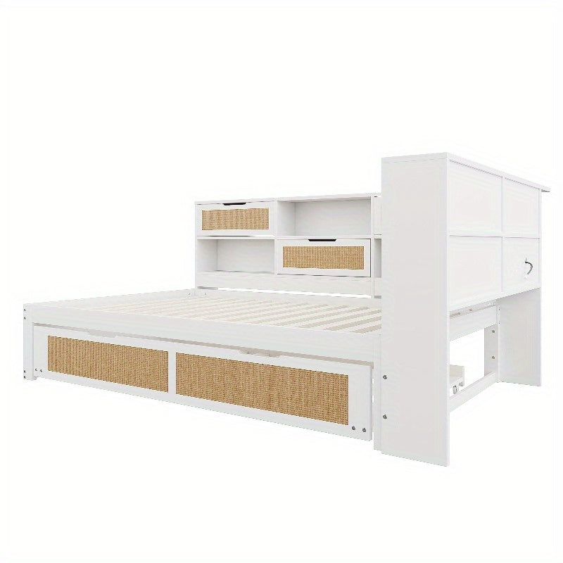 Uitklapbare Sofa Bed – Slaapbank – Bedbank – Logeerbed – Vouwbed – Wit – 140x200 cm – Opbergruimte en USB-oplaadpoort