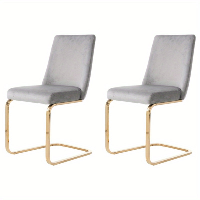 Eetkamerstoel – Stoel – Dining Chair – Lounge Stoel – Woonkamerstoel – 2 Stuks – Luxe Grijs – Diamant Rugdesign – Gouden Metalen Poten – Comfortabel – Modern Design
