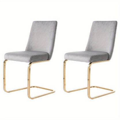 Eetkamerstoel – Stoel – Dining Chair – Lounge Stoel – Woonkamerstoel – 2 Stuks – Luxe Grijs – Diamant Rugdesign – Gouden Metalen Poten – Comfortabel – Modern Design