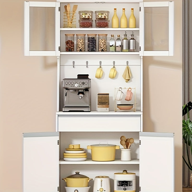 Hoge Keukenkast – Hoge Kast – Opbergkast – Keukenkast Met Werkblad – Witte Kast – Verstelbare Planken – 40x75x180 cm – Praktisch & Ruimtebesparend