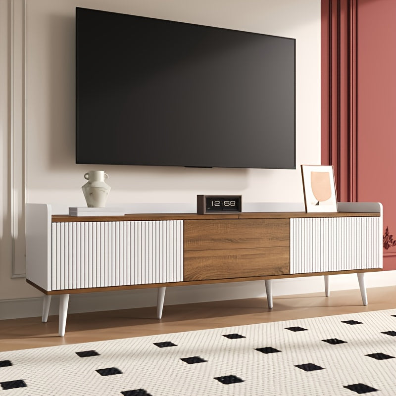 Tv-meubel – TV-Standaard – TV-Kast – Media Console – TV-Dressoir – Duurzaam Bamboe – Compact 3-Deurs Opbergruimte – Vrijstaand – Hoogte 68,5 cm