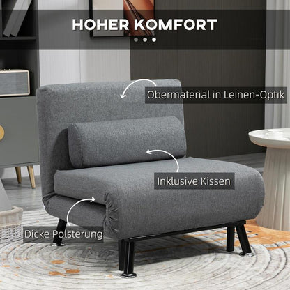 Convertible Sofa Bed Chair with Adjustable Backrest - Sleeper Sofa, Heavy-Duty 149.69KG Capacity, Space-Saving Modern Design, No Assembly Required - Ideal for Living Room, Bedroom, Apartment, Dorm - Easy-Clean Fabric Upholste