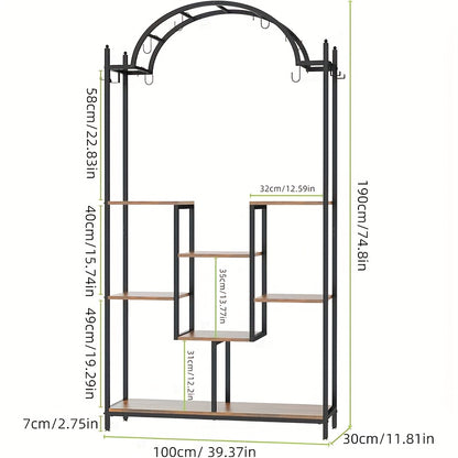 Plantenrek – Plantenstandaard – Bloemenrek – Plantentafel – Plantentrap – 7 Lagen Met Boogvorm – Metalen Frame Met Houten Plankjes