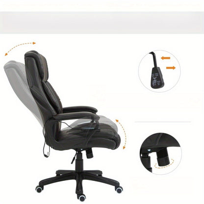 Bureaustoel – Ergonomische Stoel – Office Chair – Gamerstoel – Bureaukruk – Verstelbare Hoogte – Lendensteun & Hoofdsteun – Stevig Metaal Frame – Vijfwielige Draaivoet – Gevoerde Armleuningen – Zwart