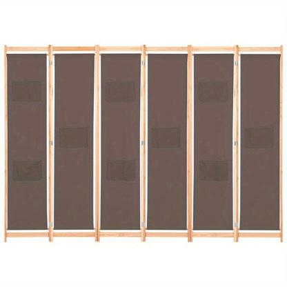 Kamerverdeler – Kamscherm – Ruimteverdeler – Scheidingswand – Panelenscherm – Bruin – 6 Panelen – 240 x 170 cm – Lichtgewicht Stof