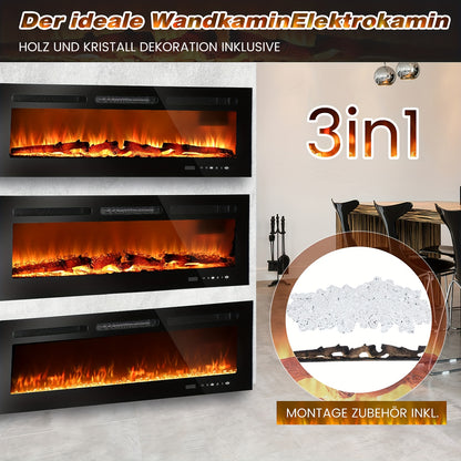 Elektrische Haard – Sfeerkachel – Wandhaard – Inbouwhaard – Vrijstaande Haard – 2000W Verwarming – Realistische 3D Vlammen Met Timer