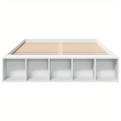 Modern Minimalist White Bed Frame with Under-Bed Storage - Heavy-Duty Hardwood Construction, Easy Assembly, Fits Standard Mattresses - for Small to Large Bedrooms, Bedroom Furniture, Contemporary Design, Durable Wood Construc