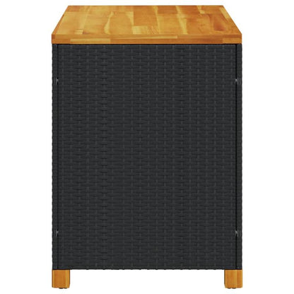 Tuinkist – Kussenbox – Opbergbox – Opbergkist – Zwart – Weerbestendig Geperst Hars – 110x55x63 cm – Met Acaciahouten Accenten