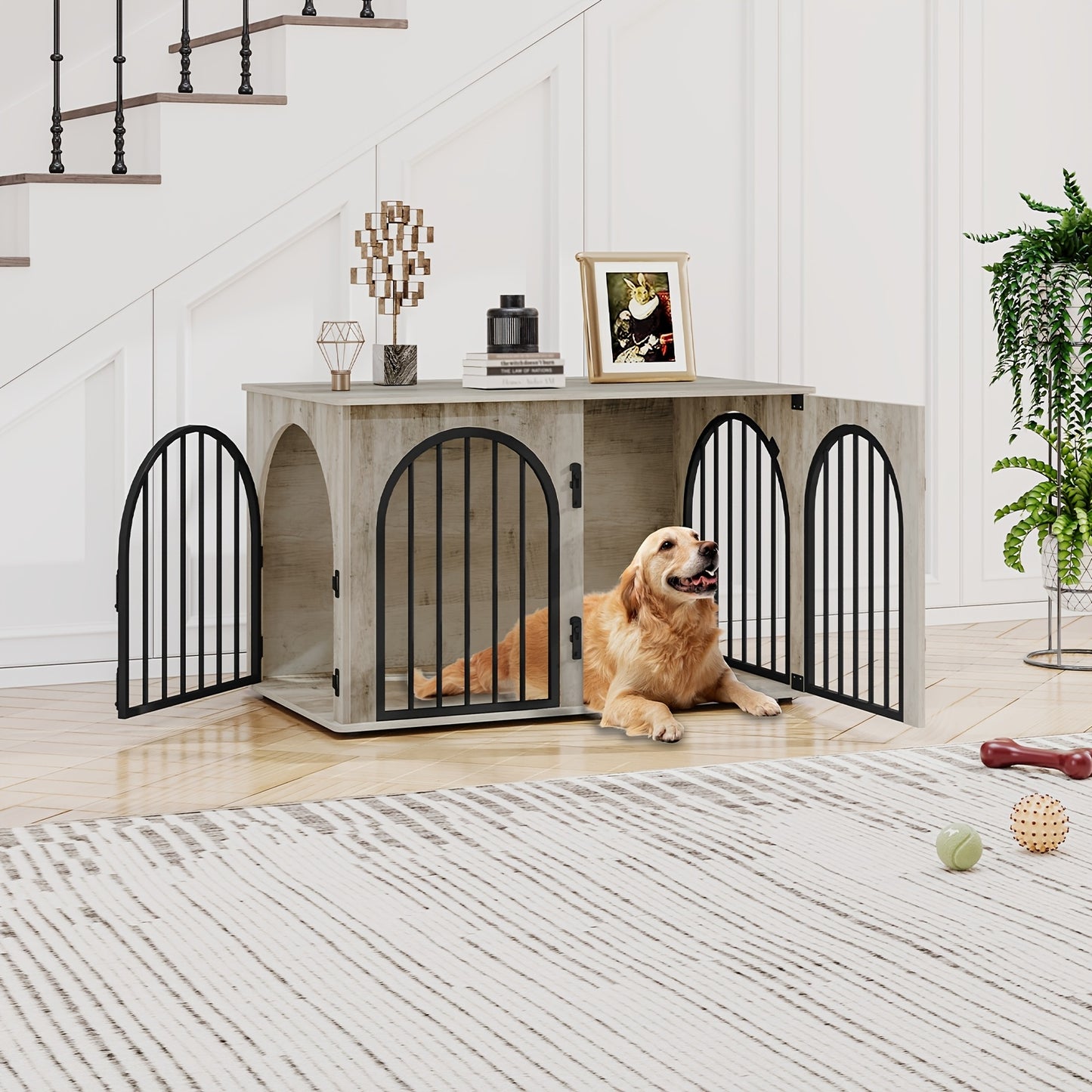 Hondenbench – Hondenkooi – Hondenhok – Hondenkennel – Licht Ivoor – 3-Deurs Design – Stevig Tot 100 kg