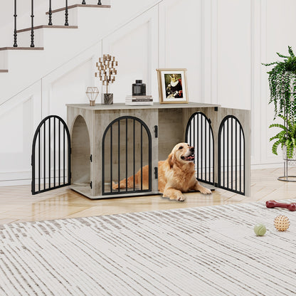 Hondenbench – Hondenkooi – Hondenhok – Hondenkennel – Licht Ivoor – 3-Deurs Design – Stevig Tot 100 kg