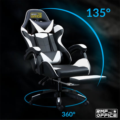 Gamestoel – Gaming Stoel – Gaming Chair – Game Stoel – Gamestoel Bureaustoel – Ergonomisch Design – Verstelbare Rugleuning en Voetensteun – Draaibare Wielen – Verstelbare Hoogte – Zwart