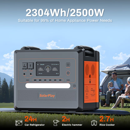 Powerstation – Mobiele Stroomgenerator – Draagbare Accu – Noodstroomvoorziening – Energiecentrale – 2304Wh Capaciteit – 2500W Continu Vermogen