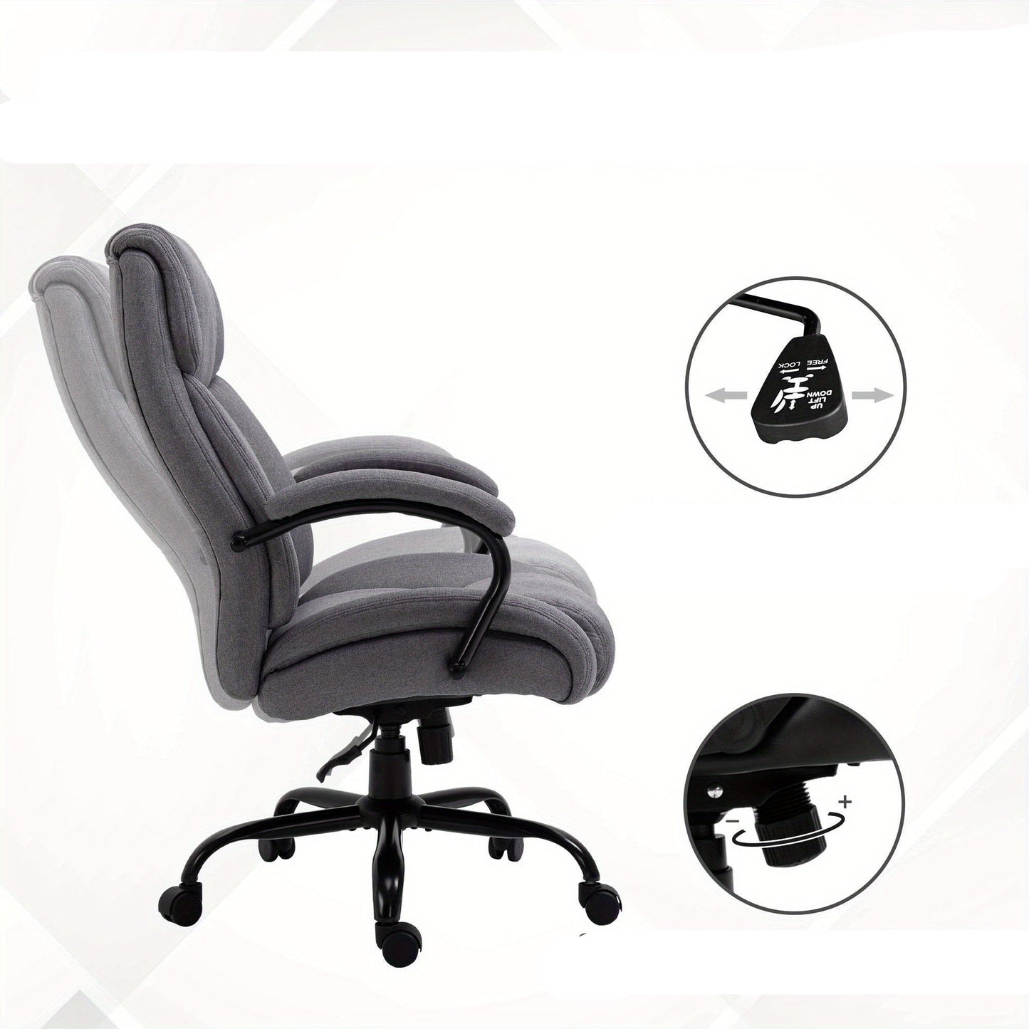 Bureaustoel – Office Chair – Bureaustoel – Draaistoel – Schommelstoel – Ergonomisch – Extra Breed Zitvlak – Tot 220 Kg Belastbaar