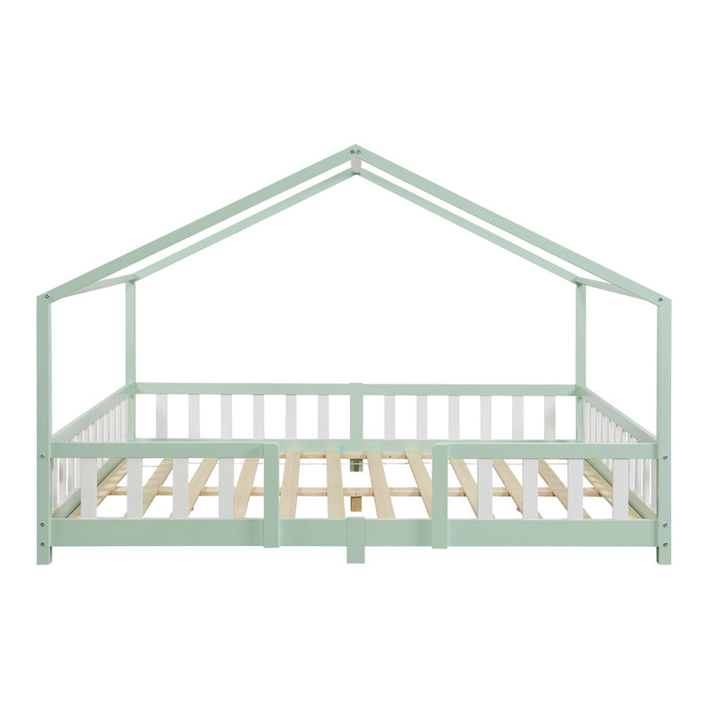 Kinderbed – Kinderbedden – Eenpersoonsbed – Hoogslaper – Stapelbed – Huisvormig Design – Valbeveiliging – Grenenhout – 140x200 cm