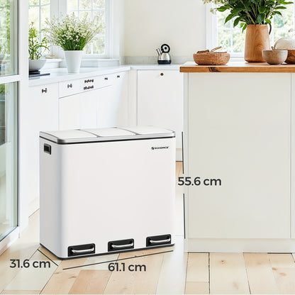 Keukenafvalbak – Prullenbak – Afvalemmer – Inzamelbak – Recyclingbak – 3 x 18L Compartimenten – Soft-Close Deksel en Stalen Frame