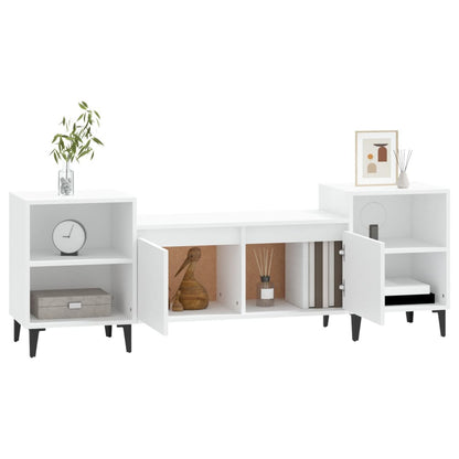 TV Cabinet White 160x35x55cm Engineered Wood TV Stand Entertainment Center with Storage, Media Television Table for Living Room Bedroom