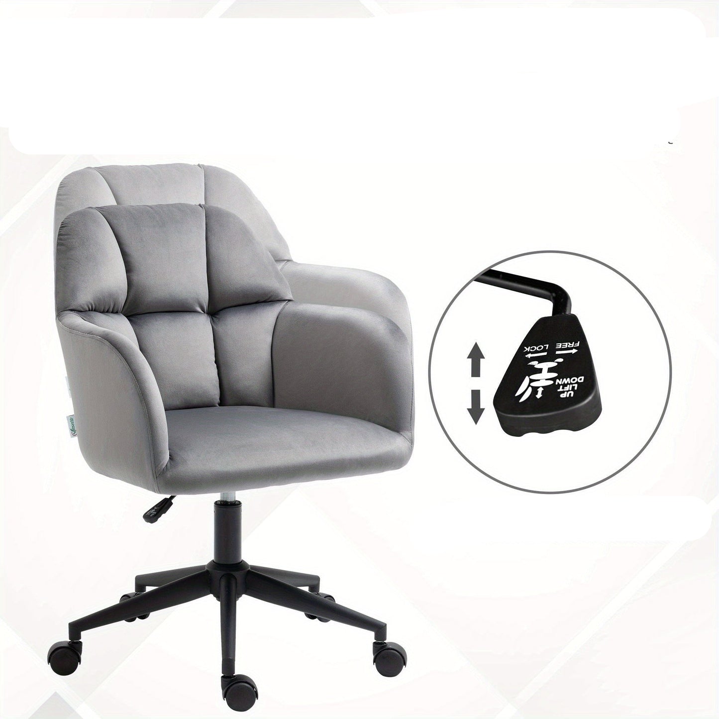 Bureaustoel – Office Chair – Draaistoel – Kantoorstoel – Bureaustoel – Verstelbare Zithoogte – Velvety Bekleding – Max 120 kg – Antracietgrijs