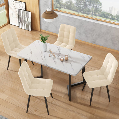 Eetkamerstoel – Stoel – Designstoel – Kuipstoel – Vintage stoel – Set van 4 – Antique White – Met Metalen Frame – Comfortabele Gestoffeerde Zitting