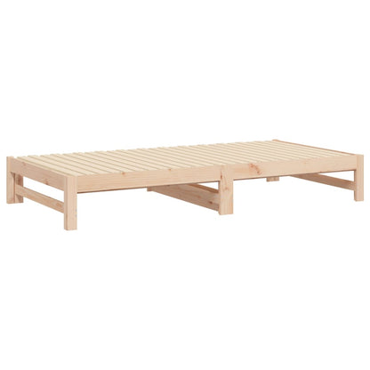 Bedbank – Slaapbank – Logeerbed – Bedbank Met Lade – Bedbank Voor Kleine Ruimte – Massief Dennenhout – Lattenbodem – 205,5x158x30 cm