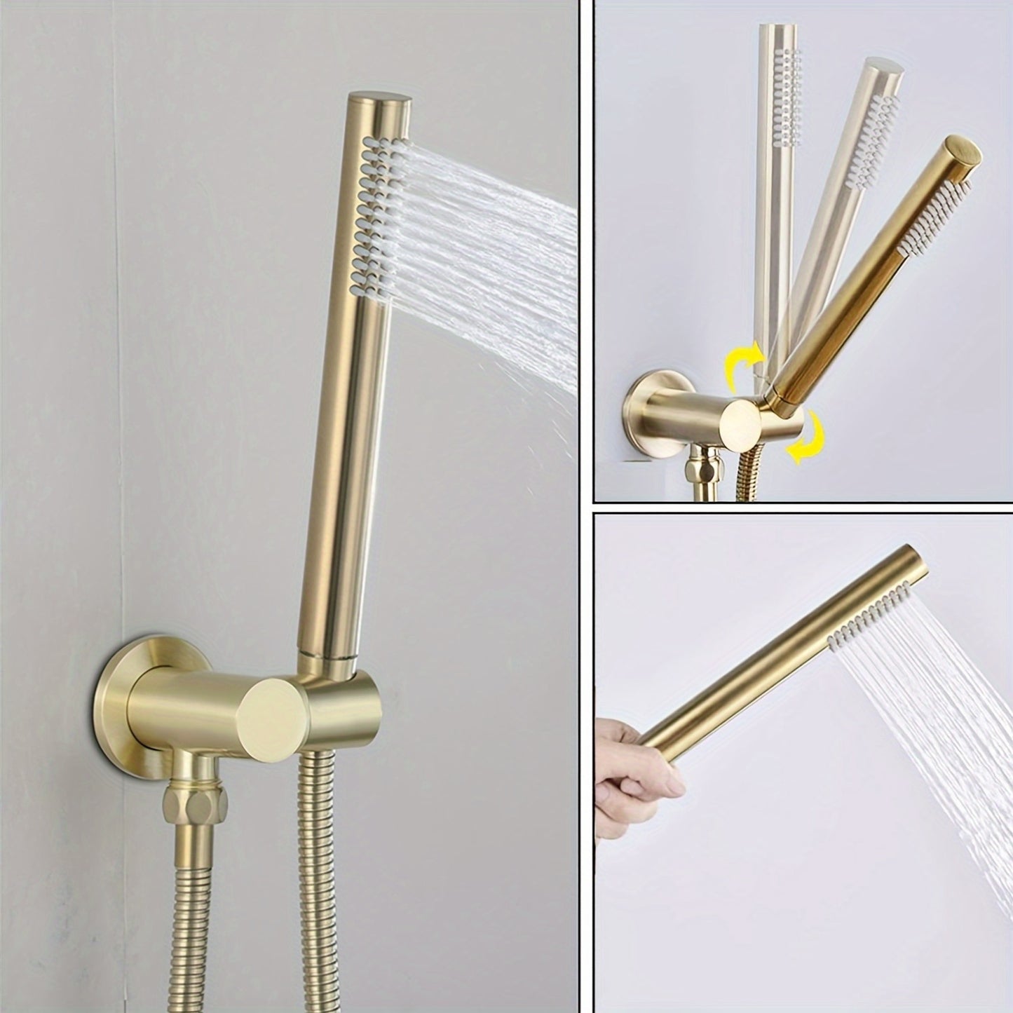 Inbouw Douchesysteem – Regendouche – Handdouche – Douchekraan – Douchset – Geborsteld Gouden Afwerking – 30,48 cm Ronde Regendouche – Dual-Function Bediening
