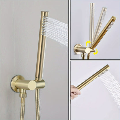 Inbouw Douchesysteem – Regendouche – Handdouche – Douchekraan – Douchset – Geborsteld Gouden Afwerking – 30,48 cm Ronde Regendouche – Dual-Function Bediening