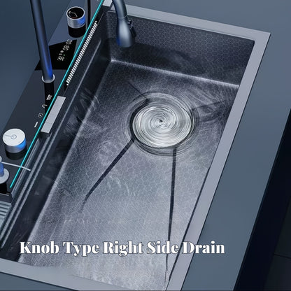 Keukenspoelbak – Spoelbak RVS – Onderbouwspoelbak – Keukensink – Spoeltafel – Gun Grey RVS – Digitale Display – Nano Coating & Rechthoekig Design