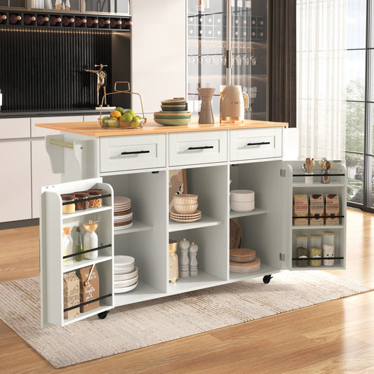 Keukentrolley – Keukenwagen – Serveerwagen – Keukenkast – Opbergkast – Wit – Opklapbaar Werkblad – Lockable Opbergruimte – Mobiel – 39x46x91,5 cm – Kunststof