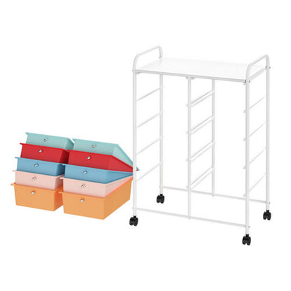 Make-up Trolley – Make-up Koffer – Beautykoffer – Cosmeticakoffer – Opbergtrolley – 10 Lades – Wieltjes – Compact Formaat – Wit Metalen Frame