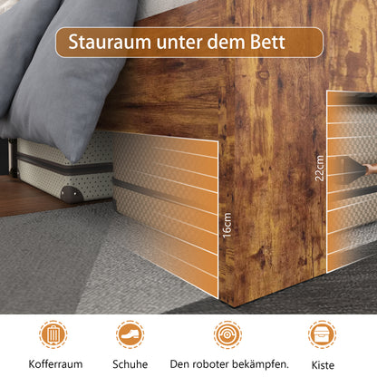 Bedframe Tweepersoonsbed Ledikant Slaapkamerset Bedombouw Bedstijl – Modern Farmhouse Design – Stevige Hout-Metaal Constructie – 180x200 cm – Hoog Hoofdbord