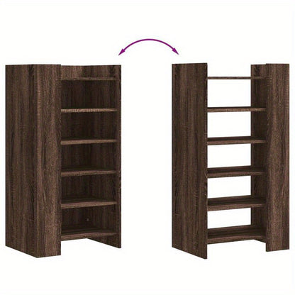 Modern Brown Oak Wood Shoe Cabinet with Multiple Shelves – Sturdy, Moisture-Resistant Storage for Living Rooms, Bedrooms, and Entryways, Shoe Storage Organizer