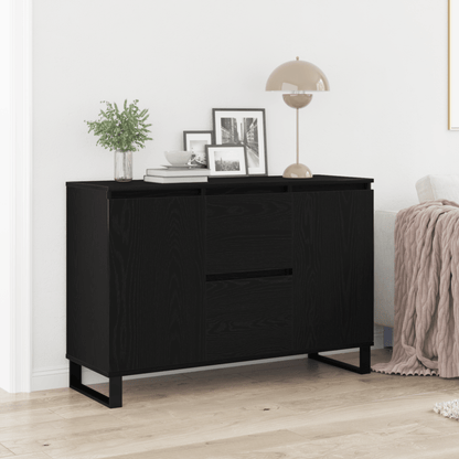 Sideboard Zwart Eiken 104x35x70cm Gelaagd Hout Removable storage practical