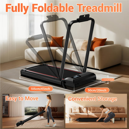 Loopband – Wandelband – Loopmachine – Trainingsapparaat – Fitnessapparaat – Inklapbaar Compact Design – 2,5 HP Stille Motor – Zwart