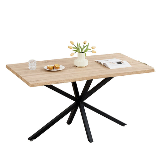 Eettafel – Tafel – Dinertafel – Werktafel – Vergadertafel – Houtkleur – Verstelbare Hoogte – Stevig Metaal Kruisframe